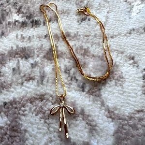 Gold Bow Necklace - Gift for Her